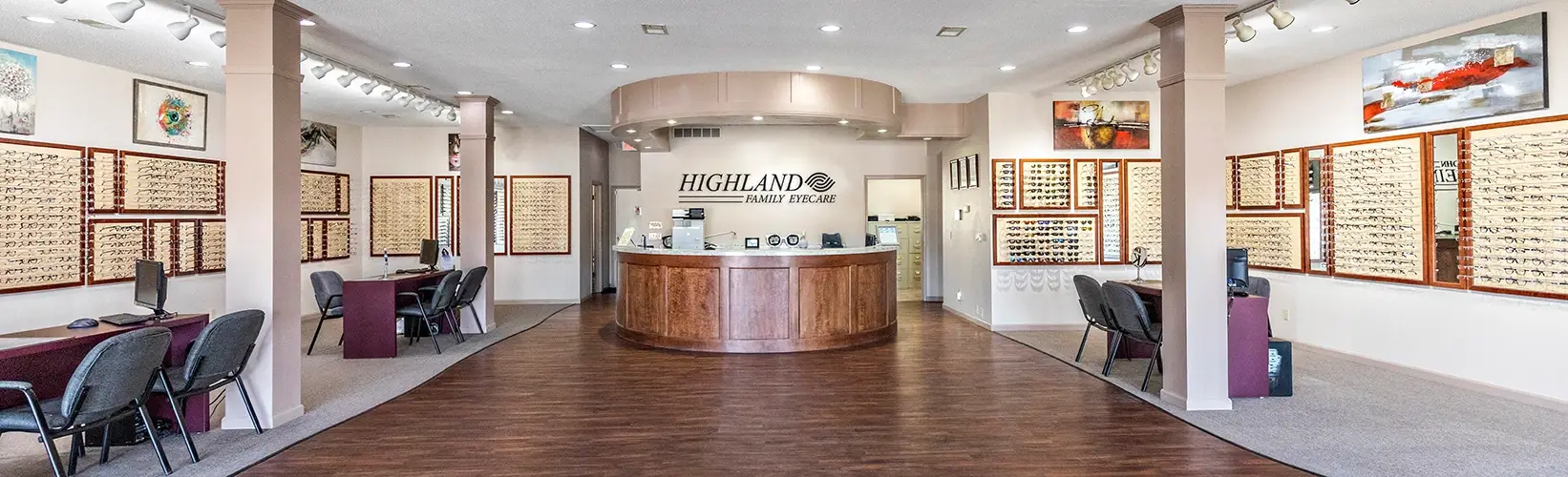 Highland Family Eyecare interior eyewear display.