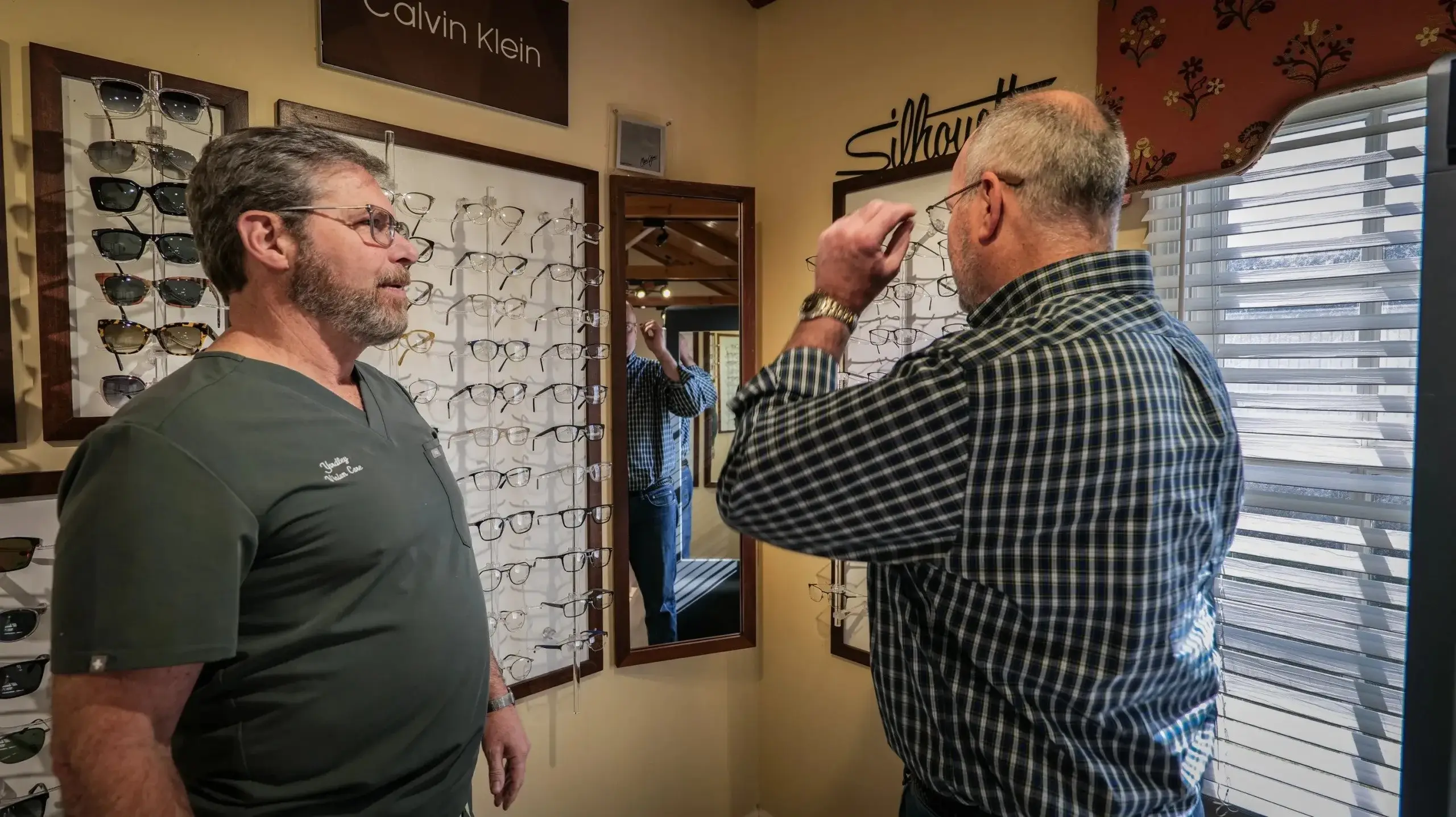 Patient trying on eyeglasses