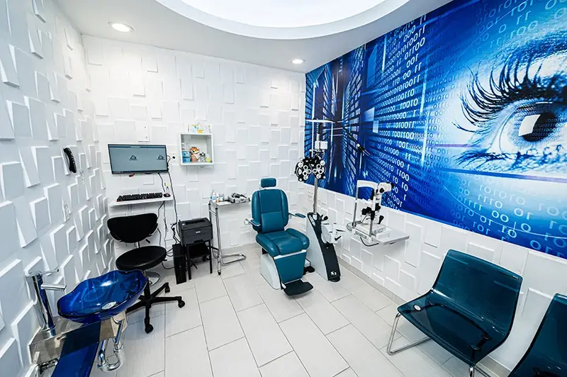 Eye exam room at Eye Center of Houston. 10101 Bissonnet Street