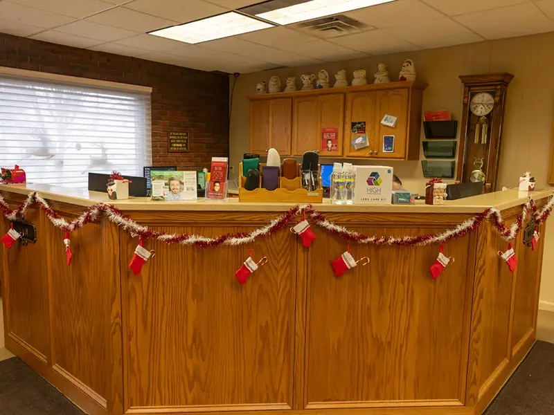 Welcome desk inside Roberts Eyecare
