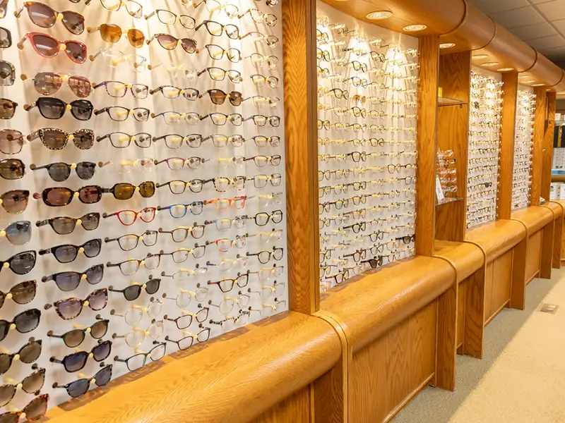Eyewear displays inside Roberts Eyecare