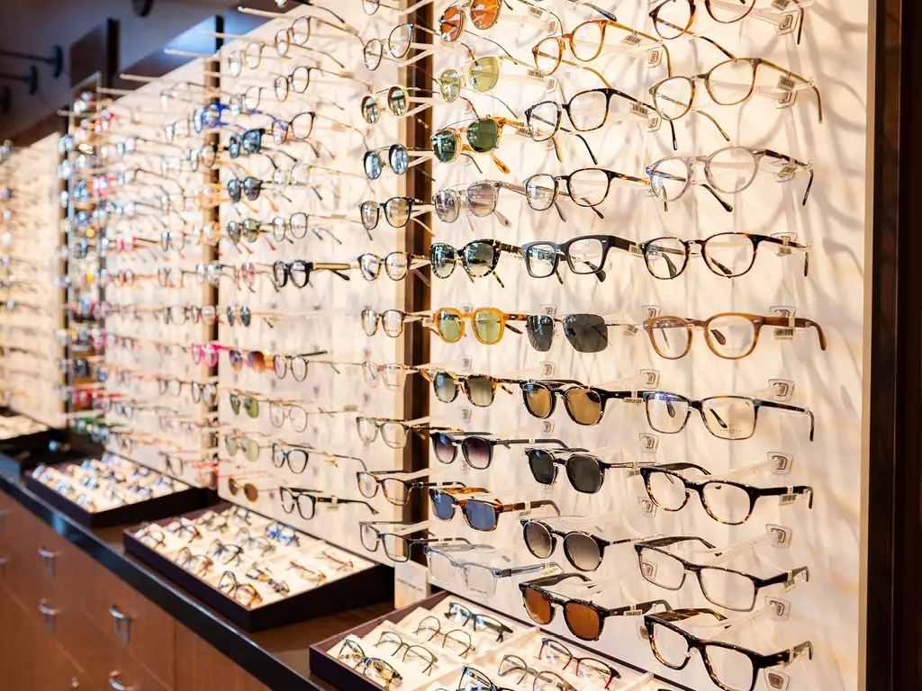 Eyewear frame boards inside Rouse EyeCare Center