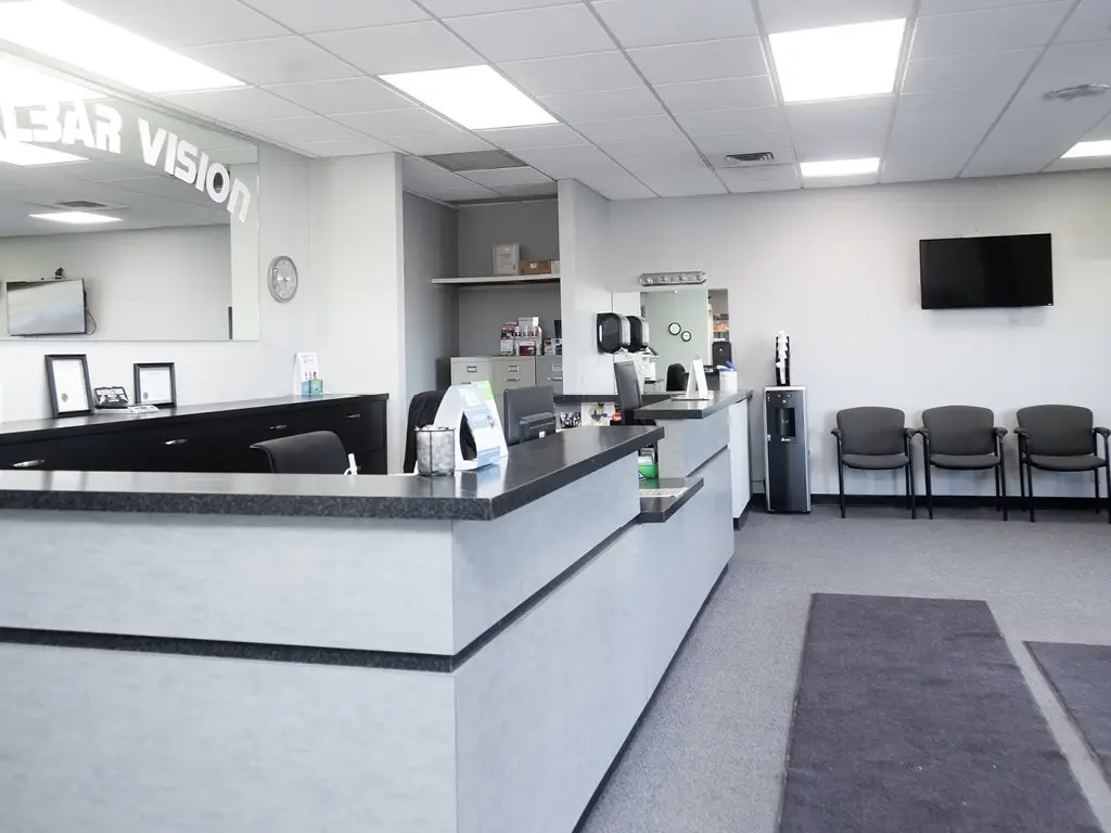 Welcome desk inside Malbar Vision in La Vista, Nebraska