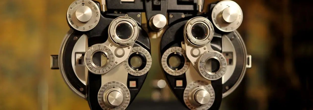 phoropter during eye exam.