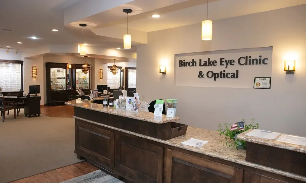 Welcome desk inside Birch Lake Eye Clinic