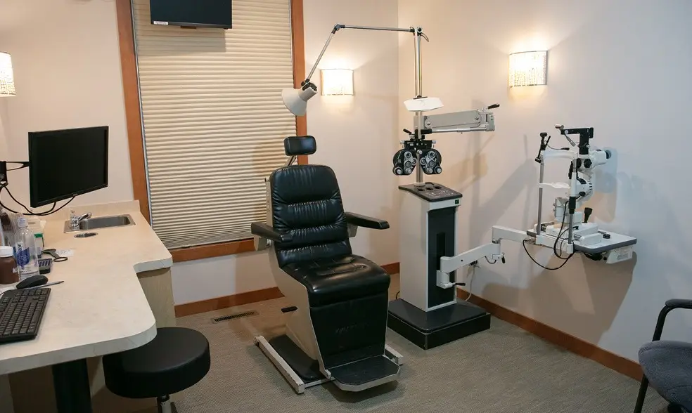 Exam room inside Birch Lake Eye Clinic