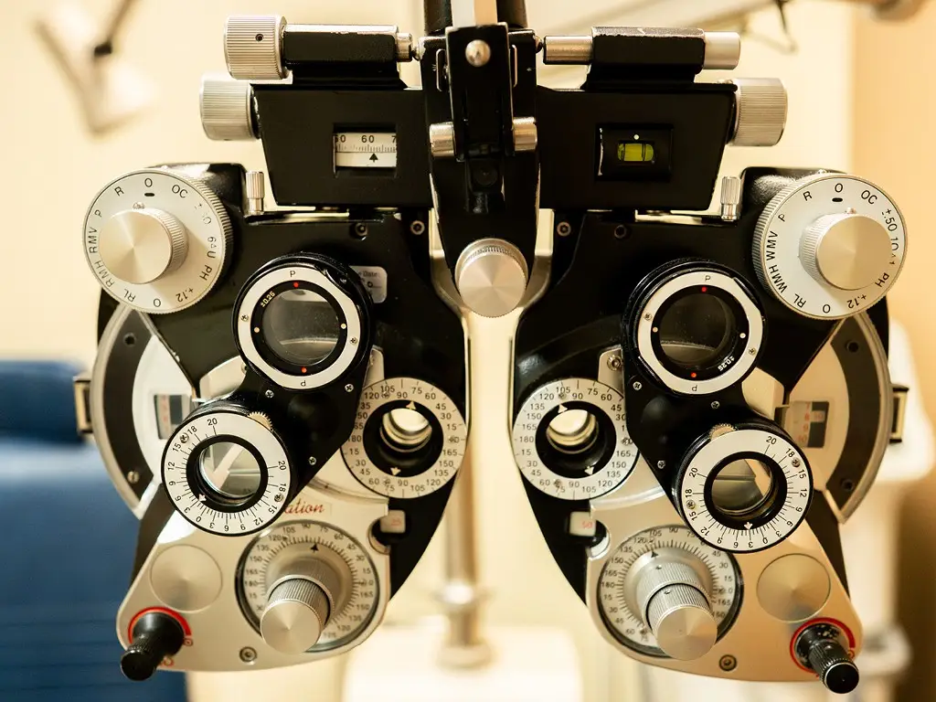 Phoropter inside Hawks Prairie Vision Clinic