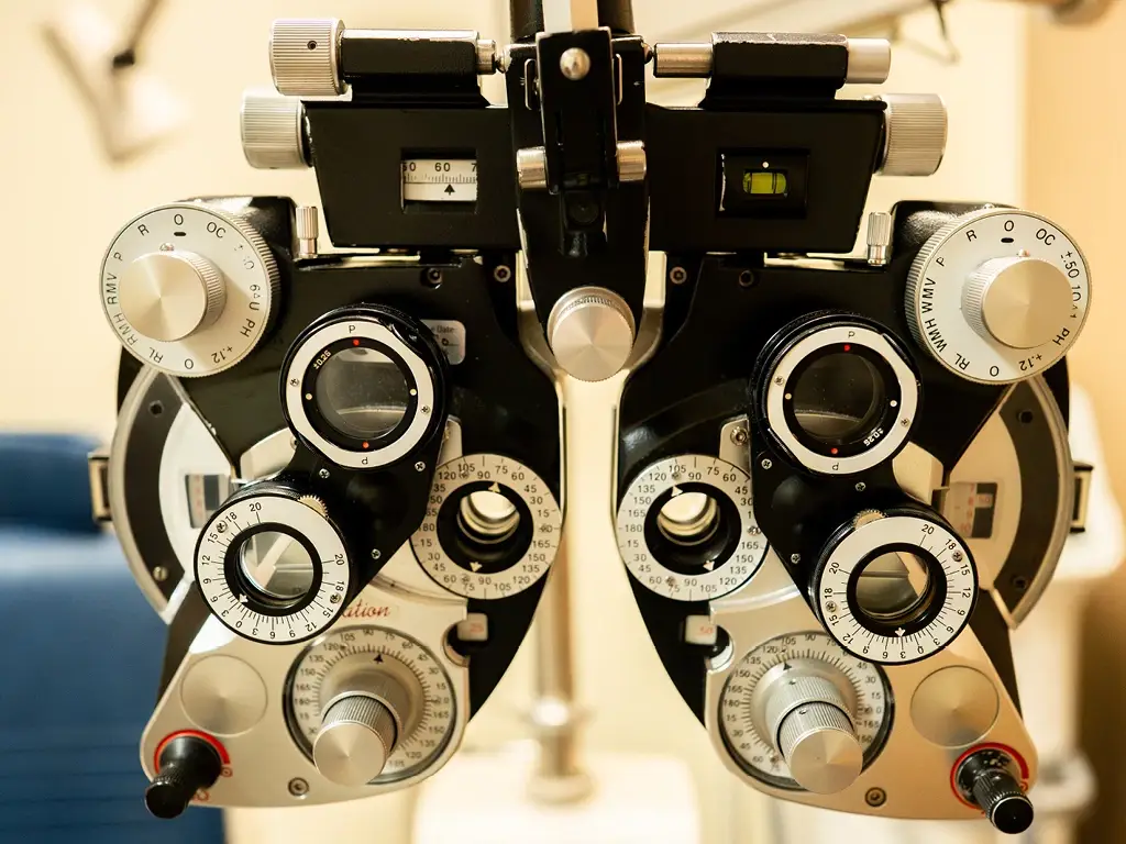 Phoropter inside Hawks Prairie Vision Clinic