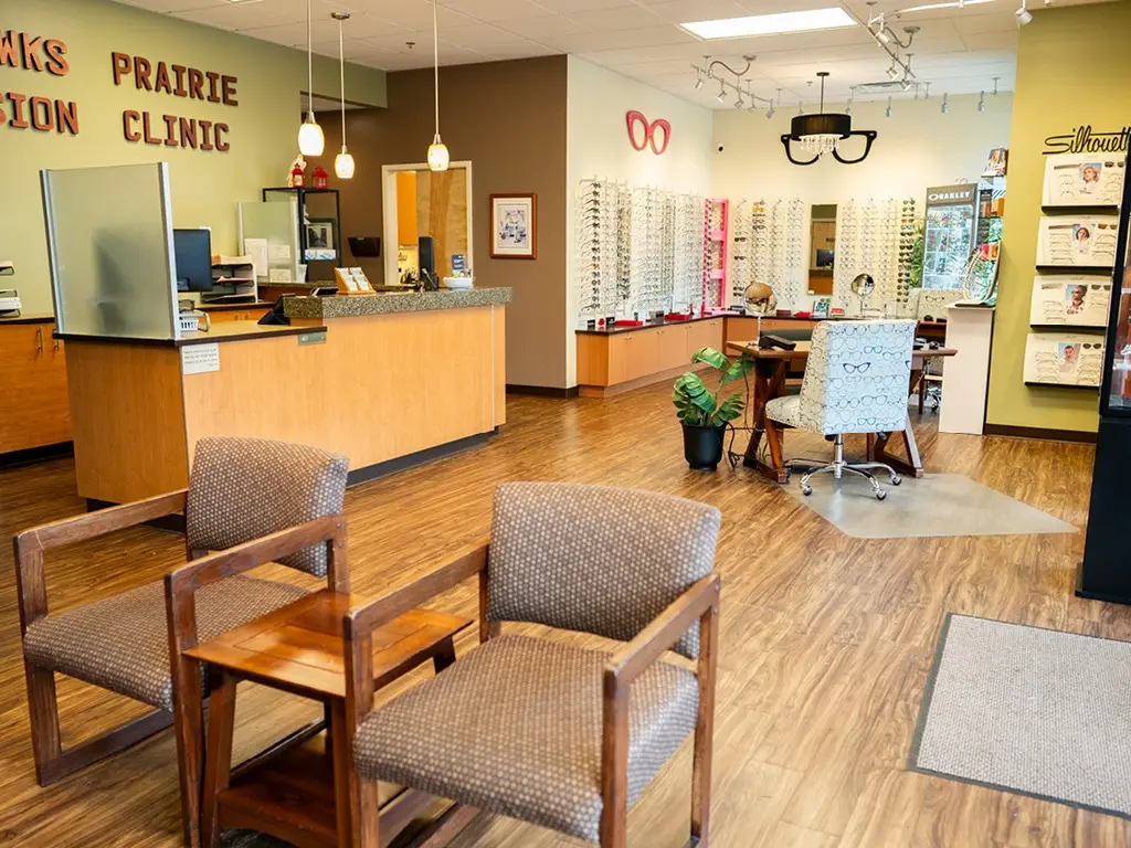 Waiting room inside Hawks Prairie Vision Clinic