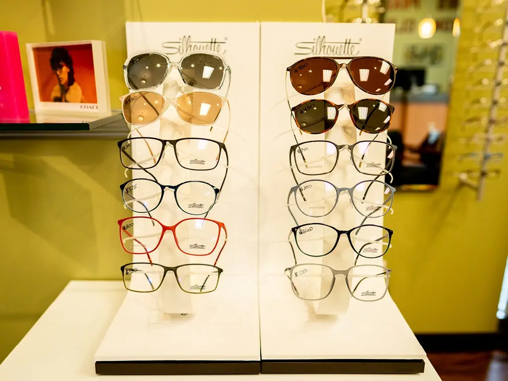 Sunglasses display inside Hawks Prairie Vision Clinic