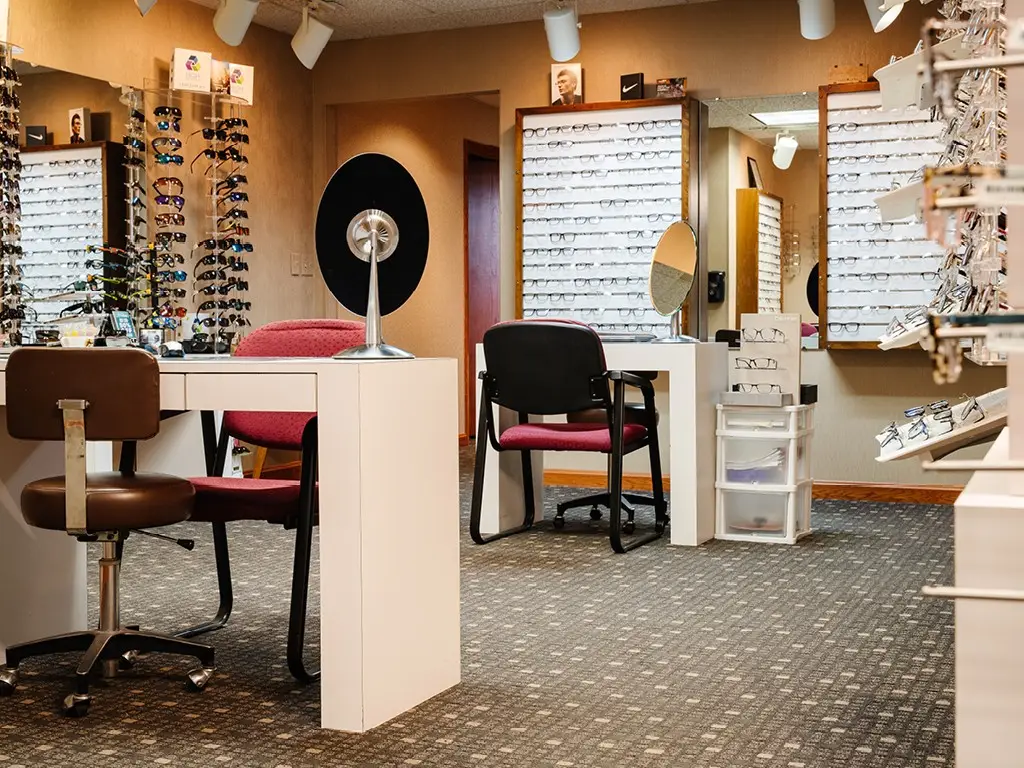 Dispensing tables inside Family EyeCare - Lower Burrell