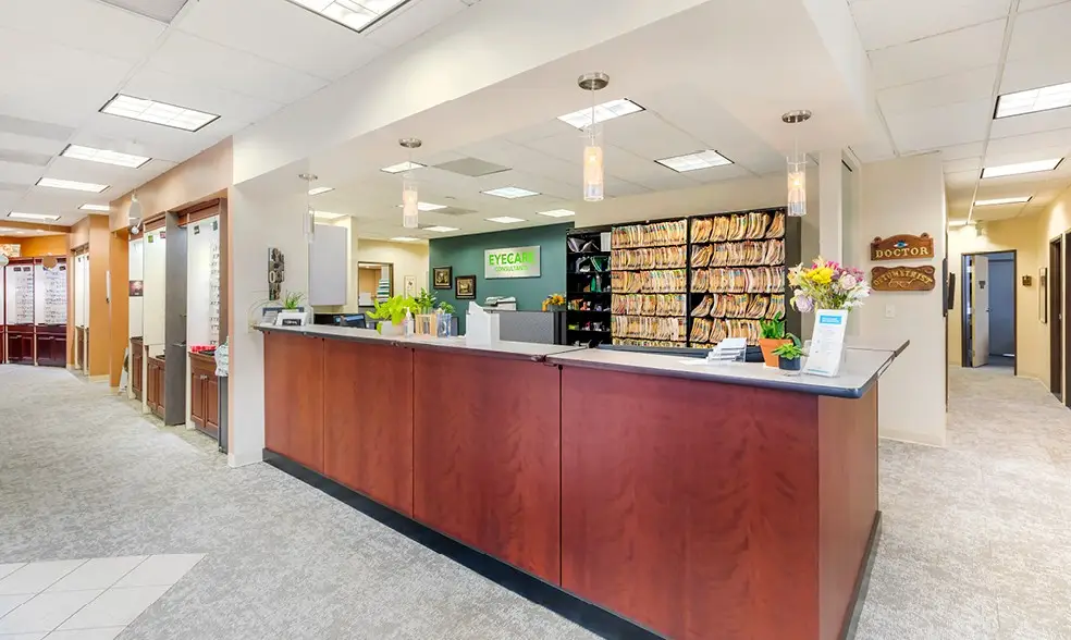 Welcome desk inside EyeCare Consultants