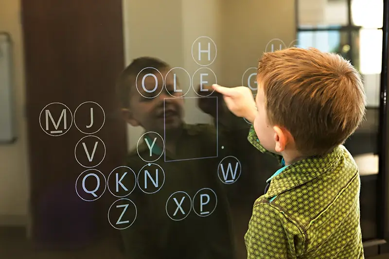 Young child at eye exam at Mountain View Eye Specialists.