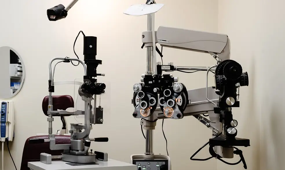 Eye exam room inside The Eyeglass Store