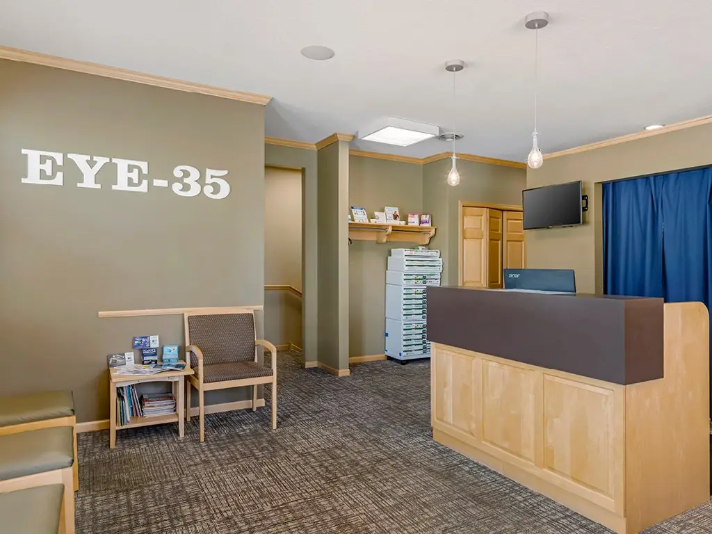 Welcome desk inside Eye-35 Eyecare