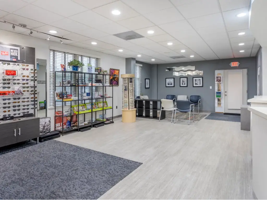 Frame displays and waiting area.