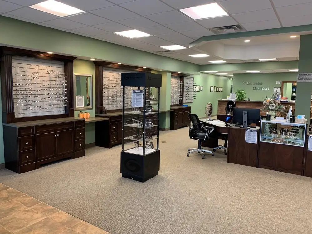Office and glasses display at Shawnee Optical Dayton