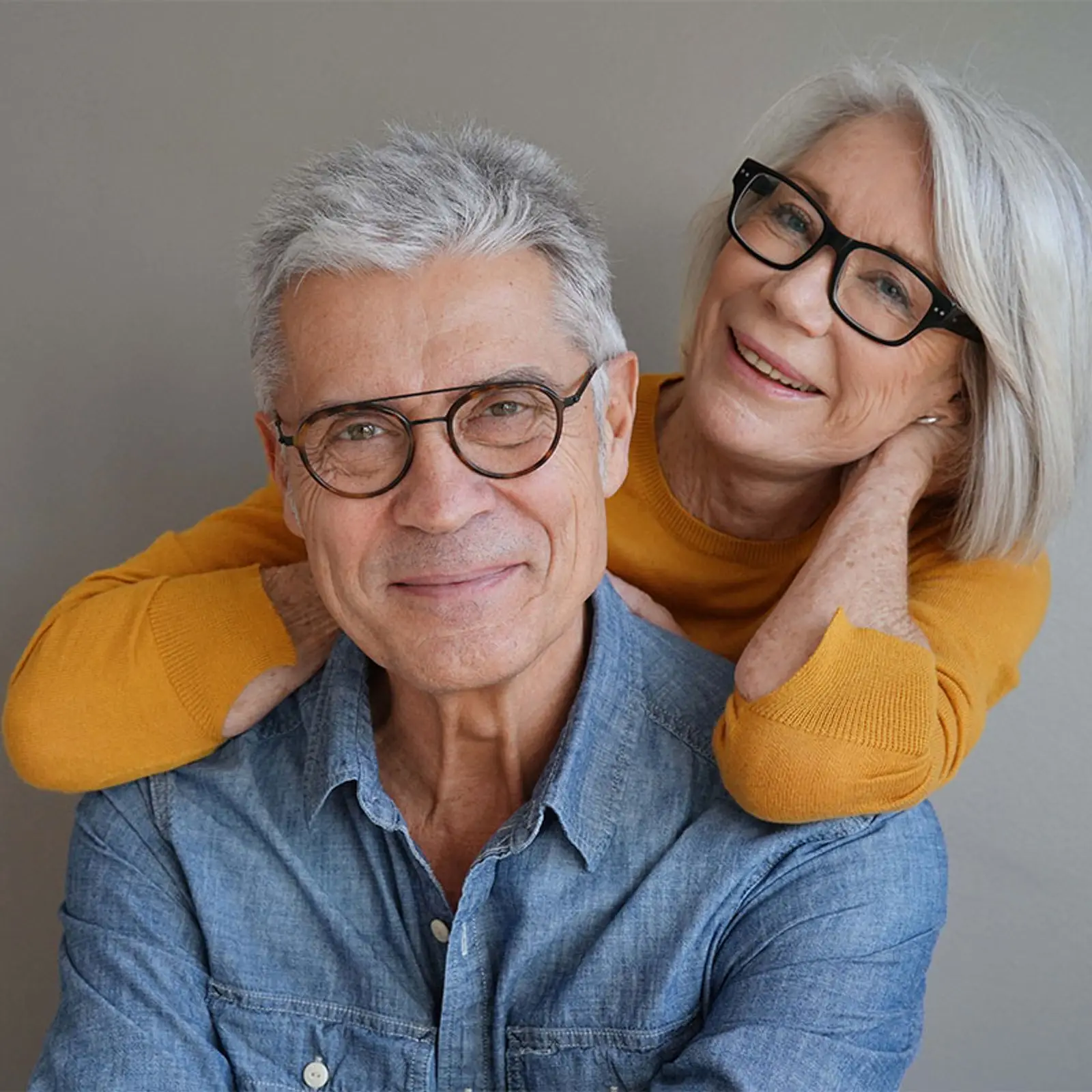 A couple wears new frames.