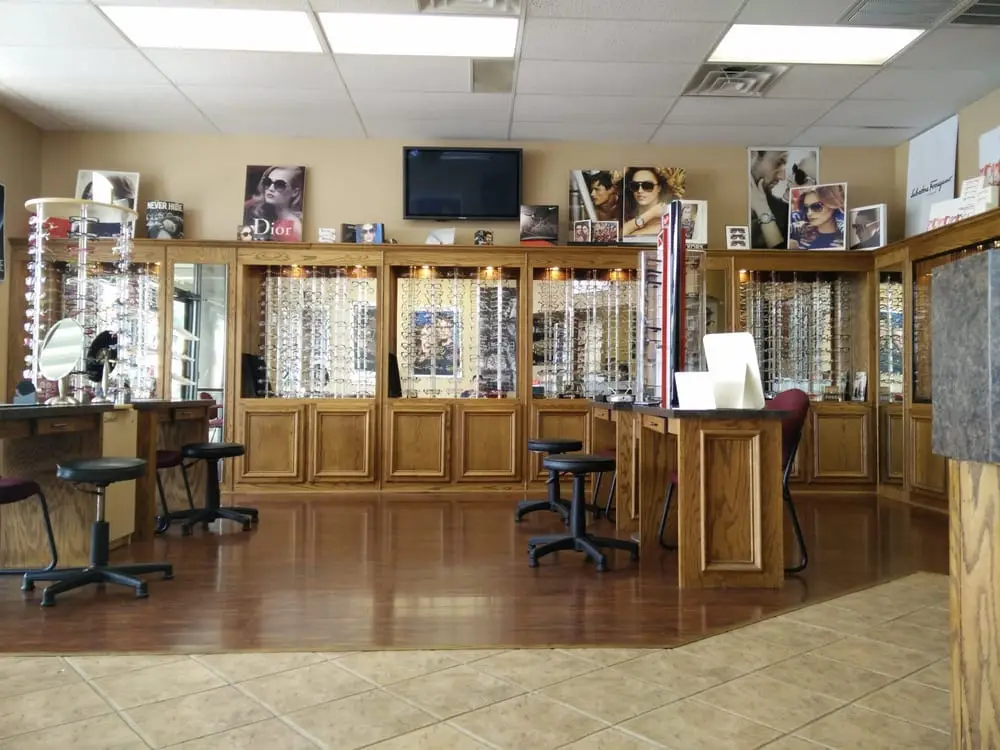 Eyeglasses display at De Zavala EyeTX.