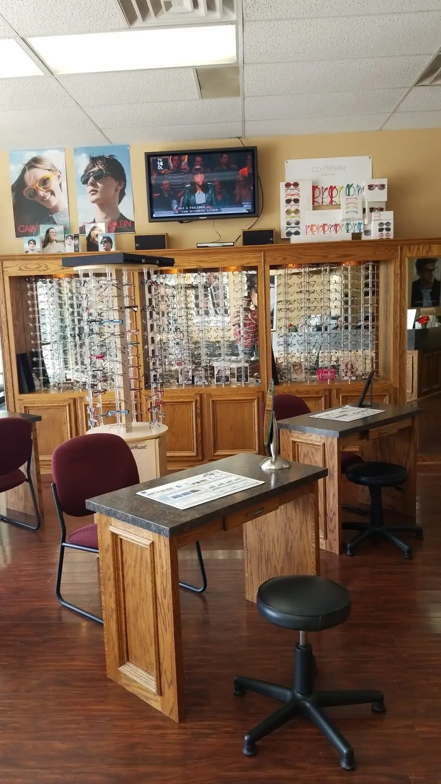 Eyeglasses display at De Zavala EyeTX.
