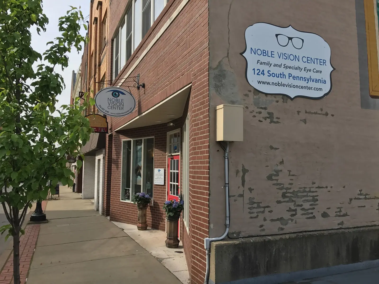 Exterior view of optometry practice Noble Vision Center .