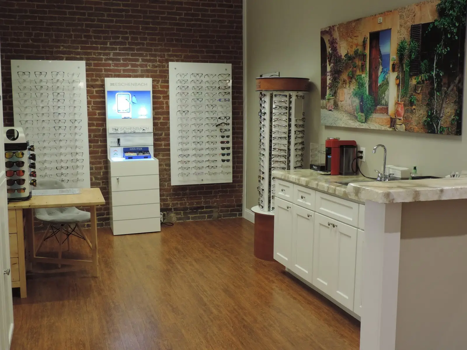 Noble Vision Center eyeglasses display.