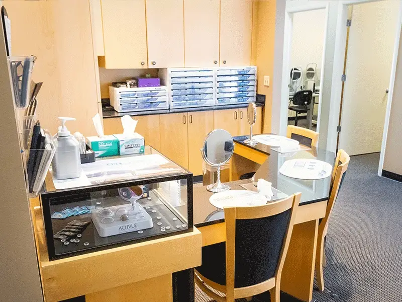 Contact Lens station at North Suburban Vision Consultants Deerfield IL.