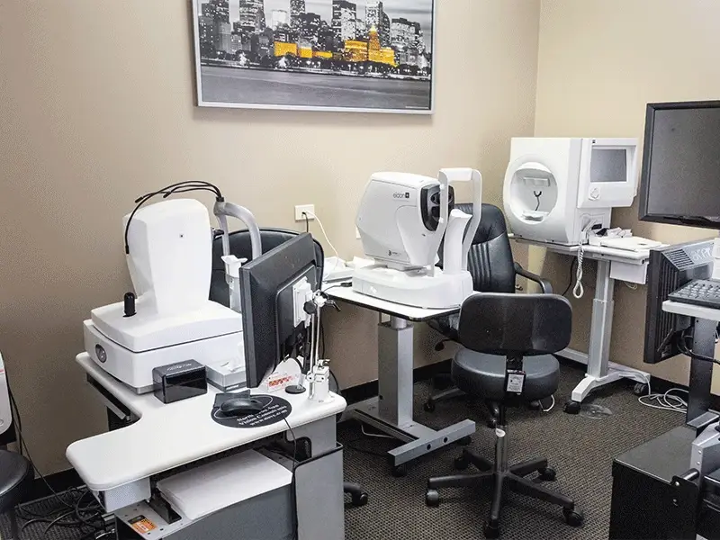 Eye testing equipment at North Suburban Vision Consultants Deerfield IL.