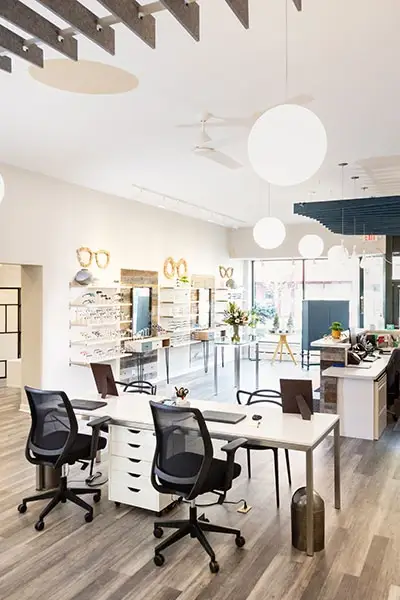 Evanston Eye Wellness in Evanston IL front office with eyeglasses display.