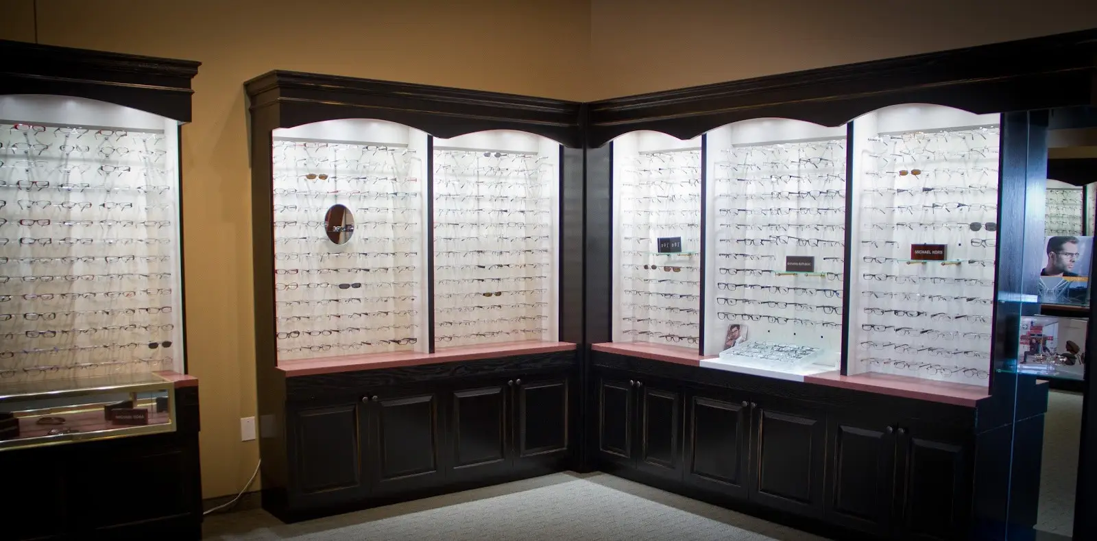 Savage Eye Clinic eyewear display.