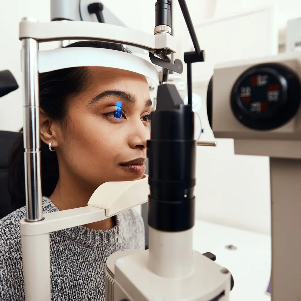 Woman undergoing an eye exam