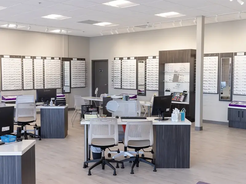 Eyeglass display at Eyes on Missouri Jefferson City