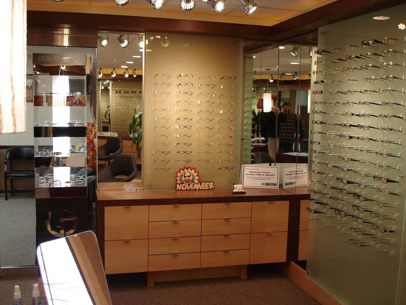 Family Eyecare Clinic - Painesville eyeglasses display at 77 Normandy Drive OH.