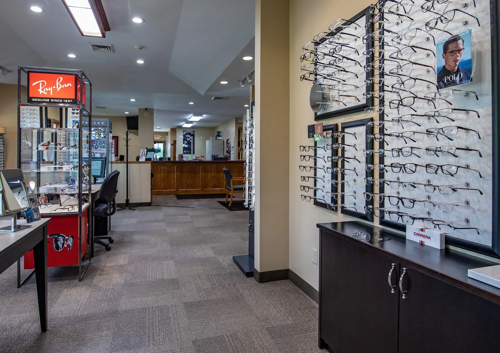 Eyewear display at Sforza Eyecare.