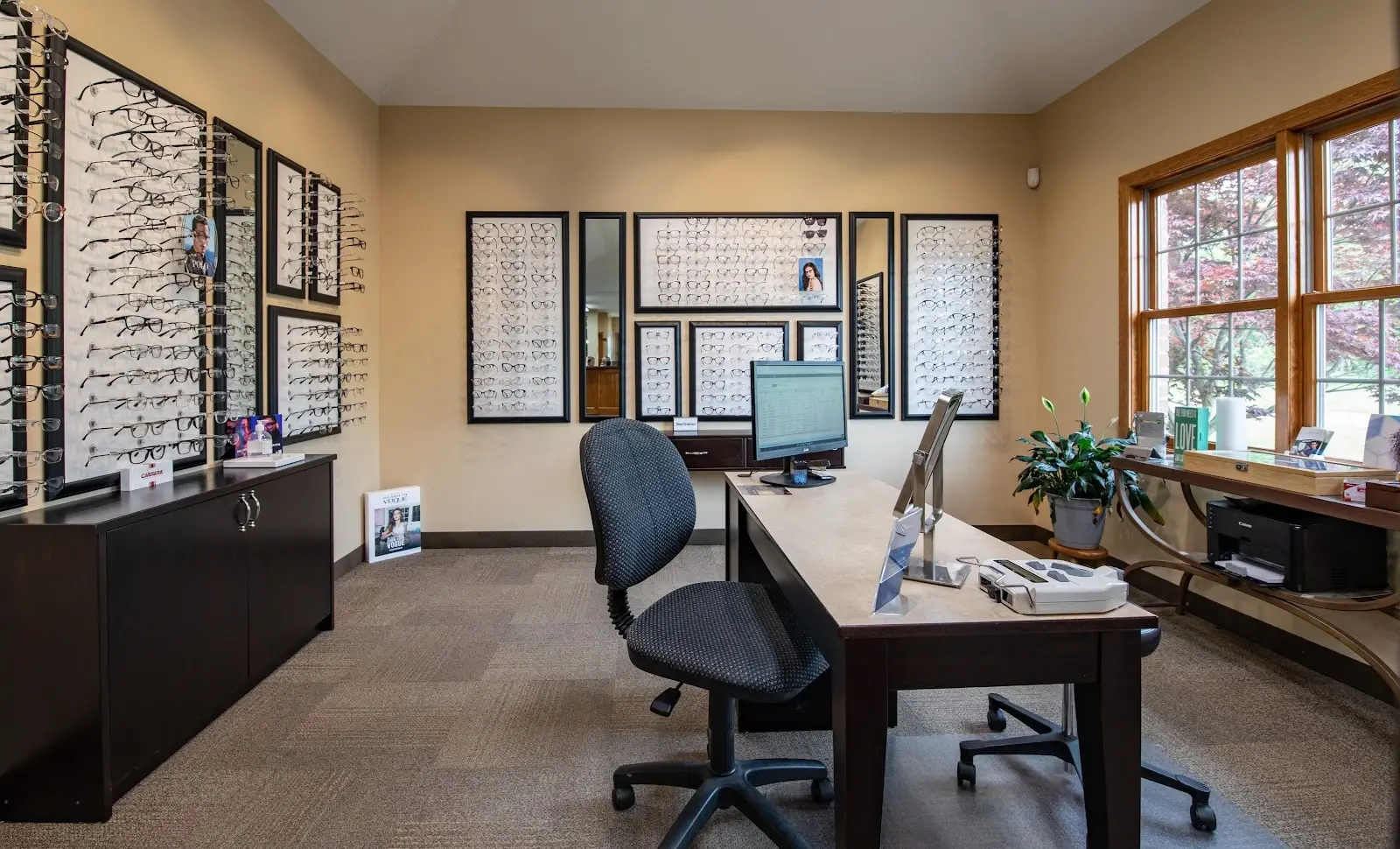 Eyewear display at Sforza Eyecare.