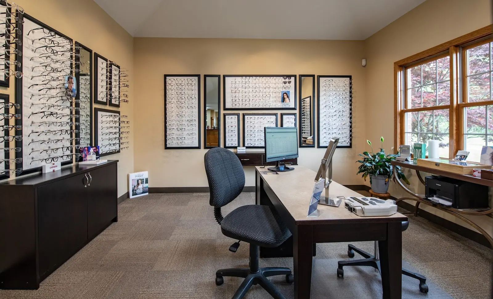 Eyewear display at Sforza Eyecare.