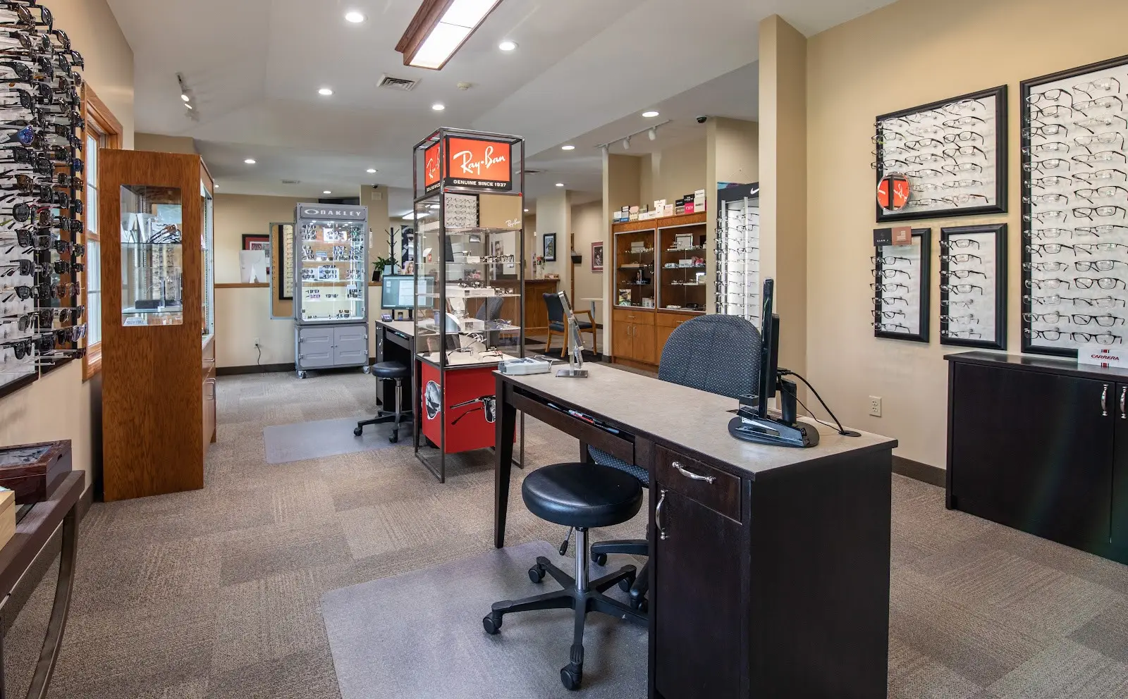 Eyewear display at Sforza Eyecare.