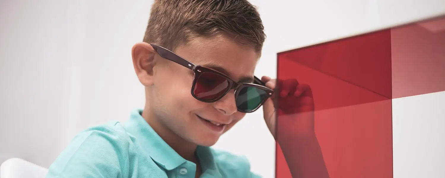 Boy participating in vision therapy session