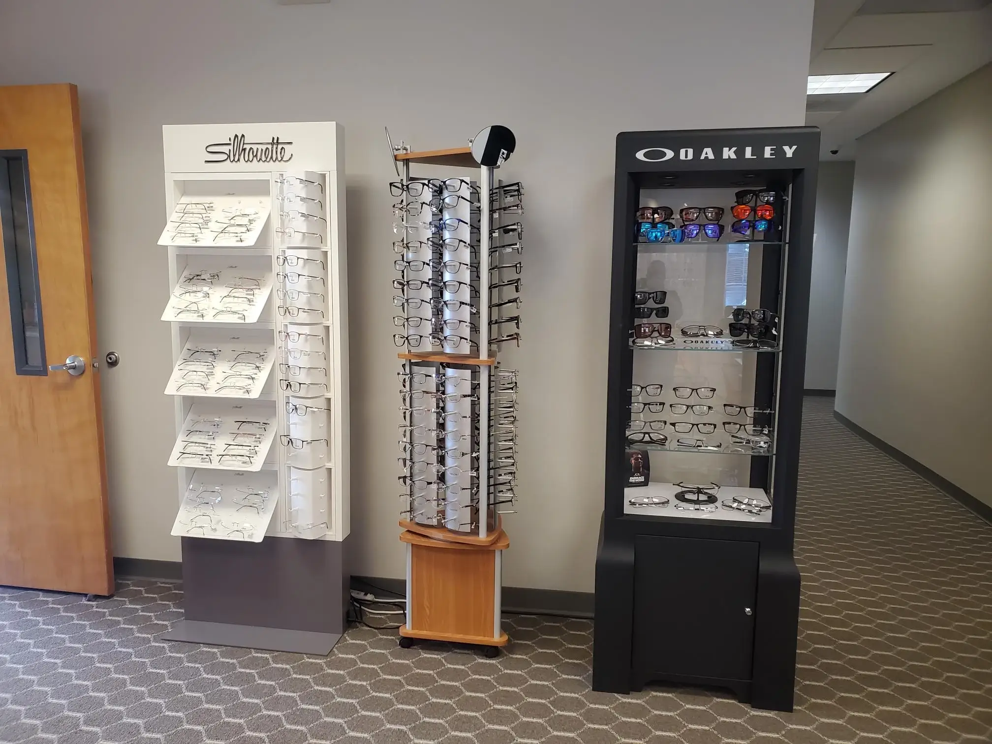Harrison Eye Clinic eyewear display.