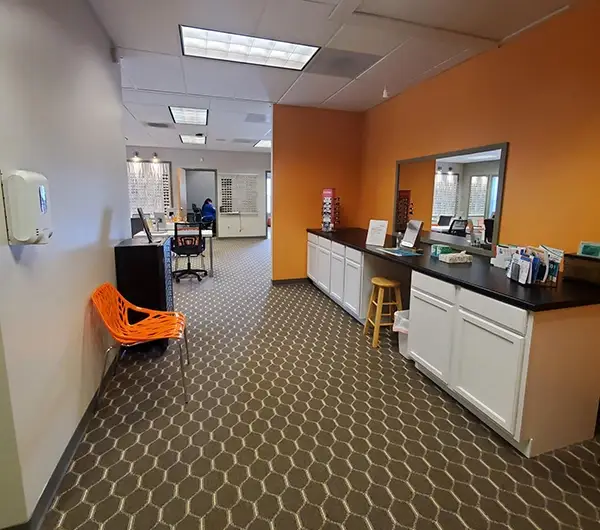 Harrison Eye Clinic eyewear display.