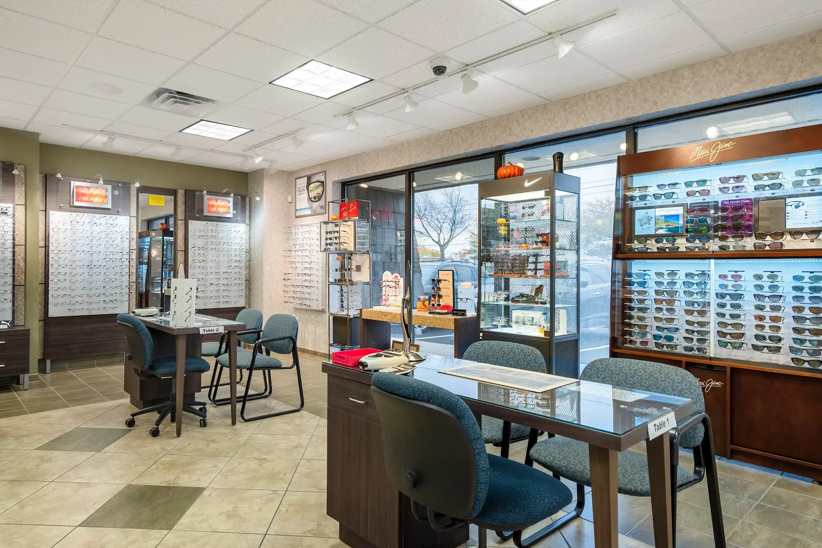 Eyewear display at Maumee Bay Vision Center.