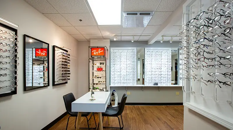 Eyeglass display at EyeCare Specialties - Dartmouth.