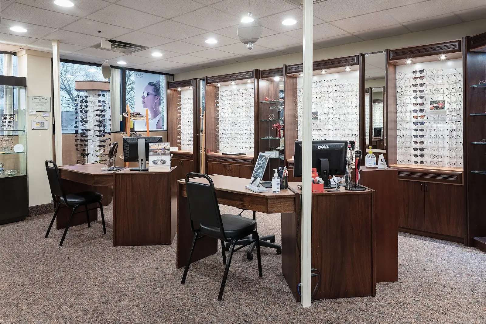 Eyeglasses display at Vision Care Specialist.