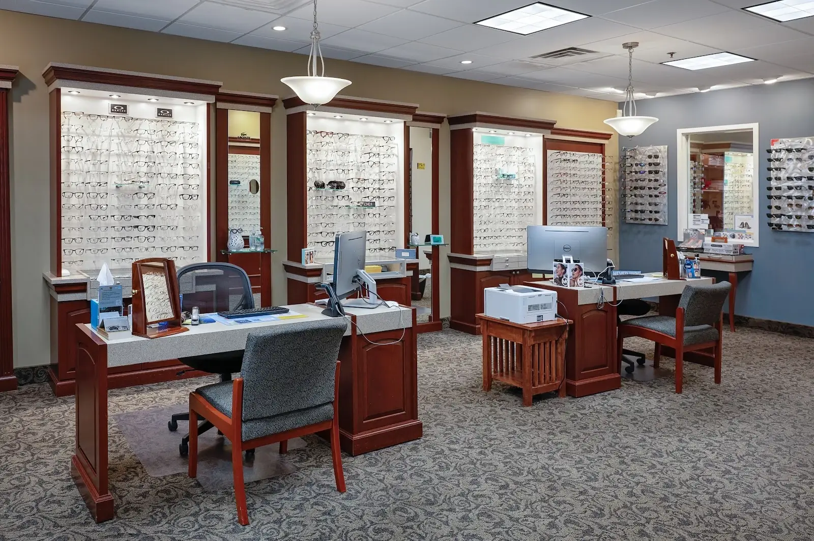 Advanced EyeCare Associates eyewear display.