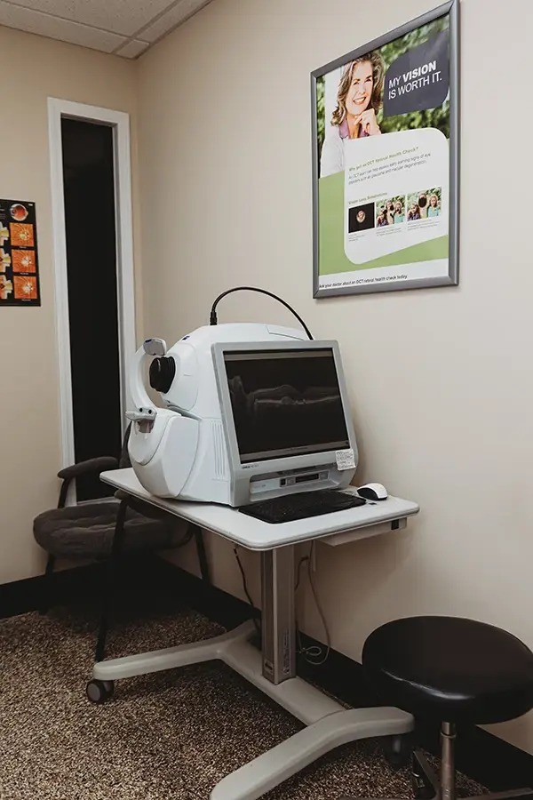 Exam room at Clarksville eye clinic.