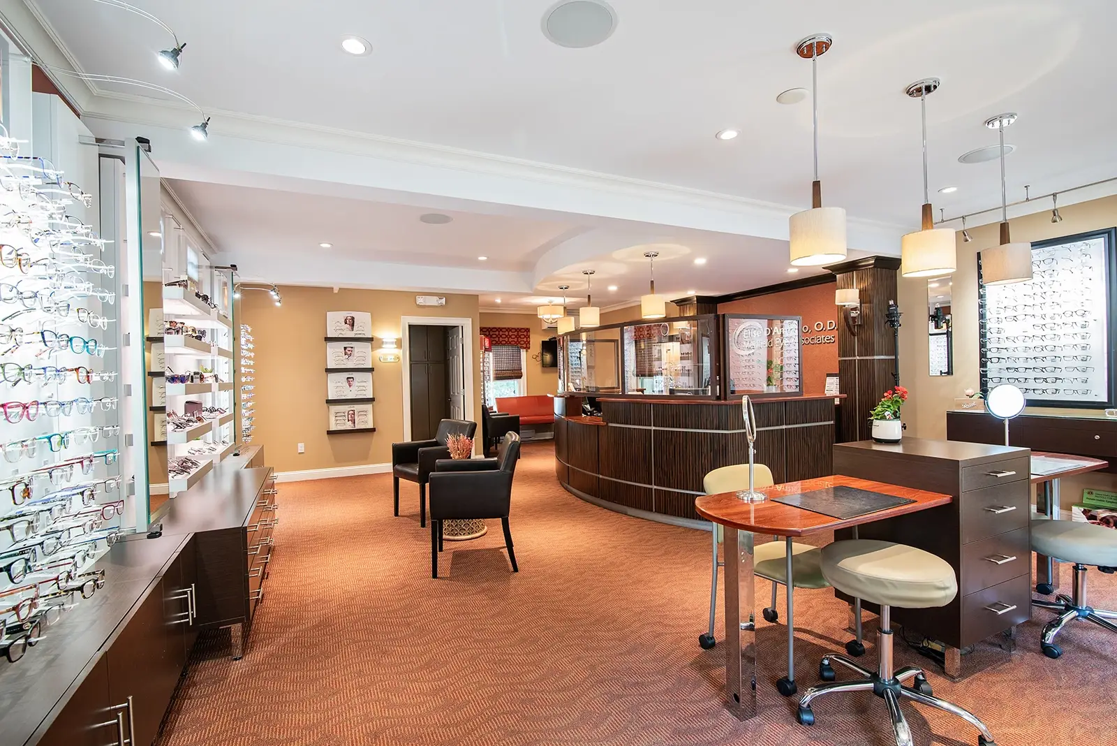 Eyewear display at Medfield Eye Associates