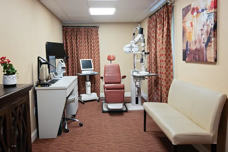 Exam room at Medfield Eye Associates.