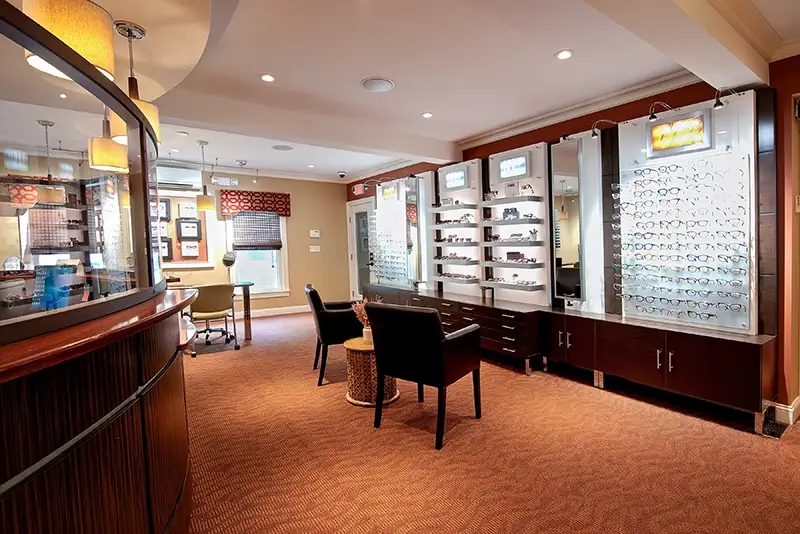 Eyewear display at Medfield Eye Associates.
