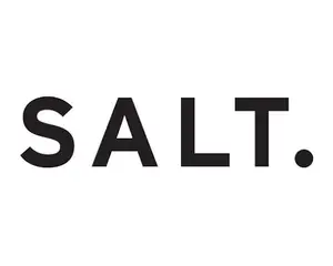 The word 'SALT' is written in black on a white background, with a distinctive dot at the end of the word. The font is bold and modern, making it stand out clearly against the plain background.