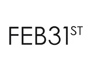 Logo for the 31st day of February with the text in black on a white background